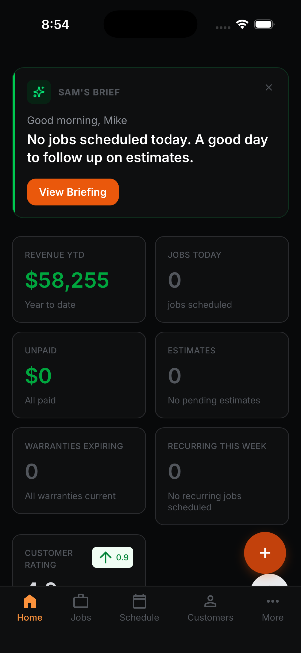 Nyva dashboard on iPhone