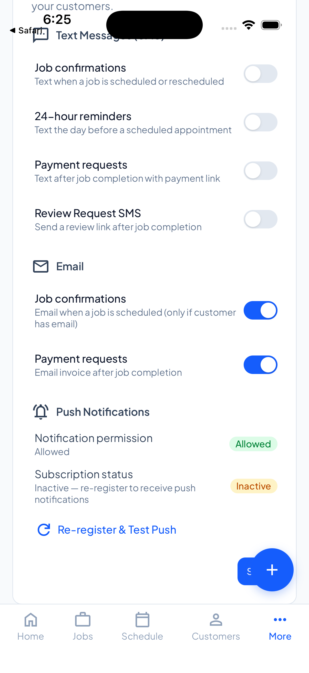 Push notifications inactive